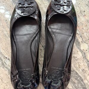 Tory Burch Shiny Black Flats